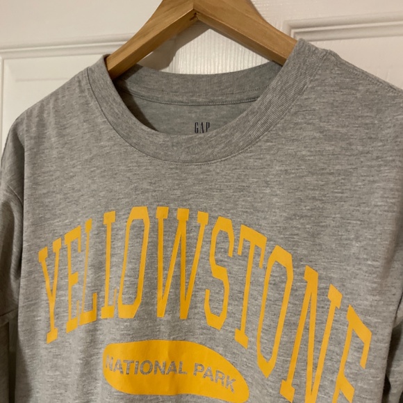 Gap Yellowstone National Park cropped long sleeve T shirt kids size XXL 18-20 - Picture 2 of 12